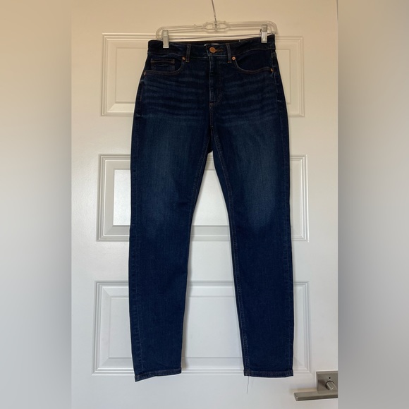 Ann Taylor Loft Curvy Skinny Dark Wash Jeans Size 28 Petite - Picture 1 of 4